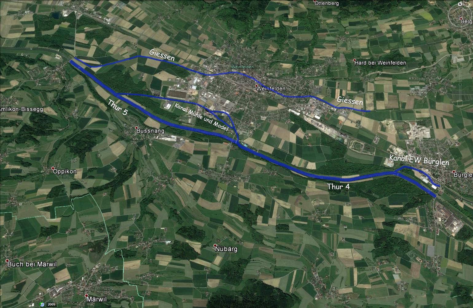 Gewässerkarte der Thurreviere 4 und 5